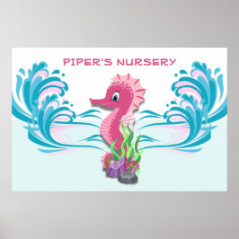 Baby Seahorse | Rosa Personlig 36" x 24" Sjukdom Poster