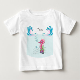 Baby Seahorse Rosa Personlig Baby T-Shirt