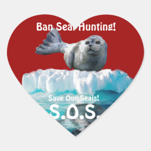 BABY SEAL Anti Seal-Hunt Wildlife Heart Sticker Hjärtformat Klistermärke