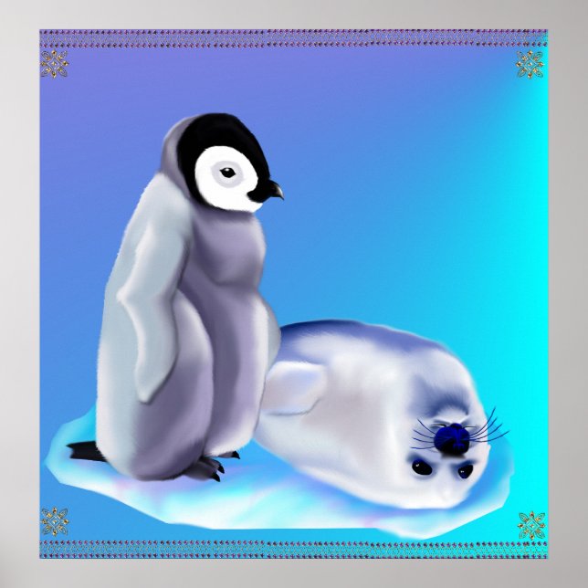 Baby Seal och Baby Penquin Poster (Framsidan)