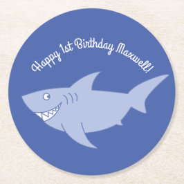 Baby Shark 1:a födelsedag Party Underlägg Papper Rund