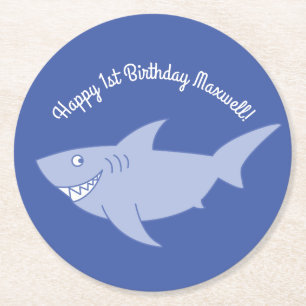 Baby Shark 1:a födelsedagen Party Underlägg Papper Rund