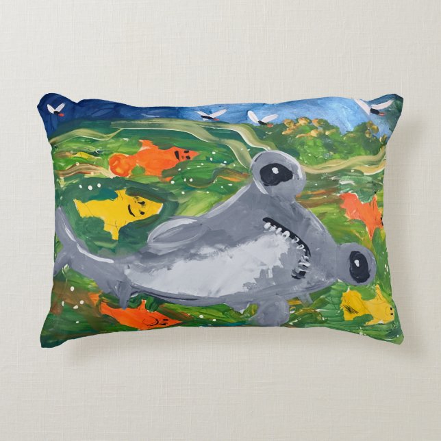 Baby Shark "Art by Kids" Prydnadskudde (Framsidan)
