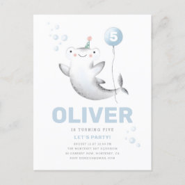 Baby Shark Ballong Barnkalasinbjudan Postkort Vykort