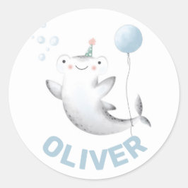 Baby Shark Balloon Barn Birthday Siticker Classic Runt Klistermärke