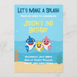 Baby Shark Birthday Invitation Inbjudningar