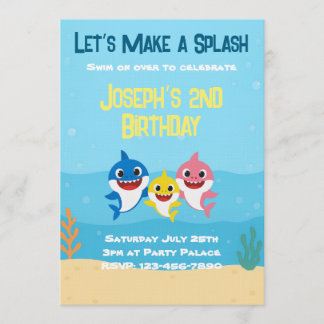 Baby Shark Birthday Invitation Inbjudningar