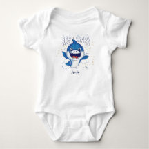 Baby Shark Blå Vit Söt Rolig Namngiven Baby Shower