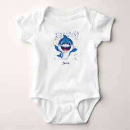 Baby Shark Blå Vit Söt Rolig Namngiven Baby Shower T Shirt