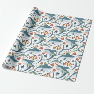 Baby Shark Boys Barns födelsedag Favor Gift Presentpapper