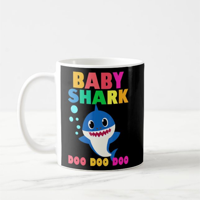 Baby Shark Doo Doo Baby Mamma pappa Kids Kaffemugg (Vänster)