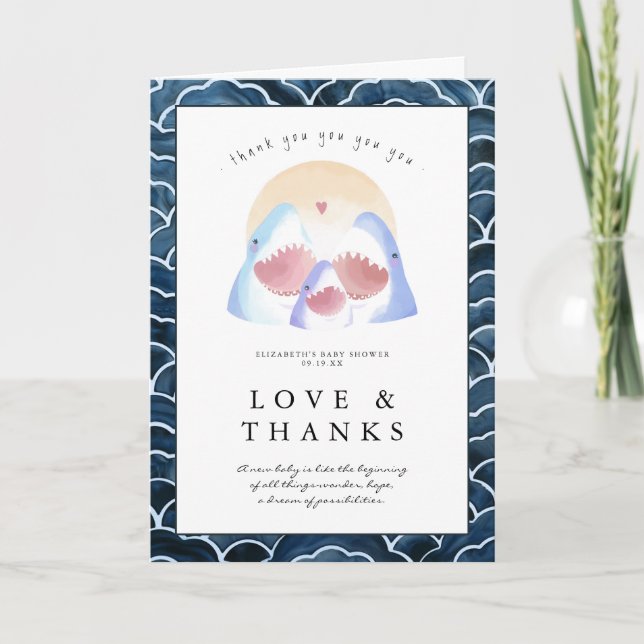 Baby Shark Doo | Tacksamhet för baby shower Tack Kort (Framsida)