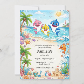 baby shark födelsedagsinbjudan inbjudningar