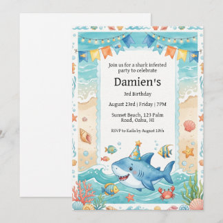 baby shark födelsedagsinbjudan inbjudningar
