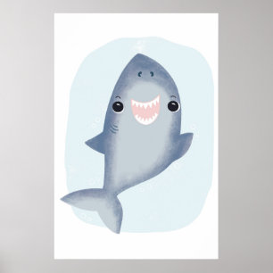 Baby Shark handduk för pojkar Ocean tematisk rum Poster