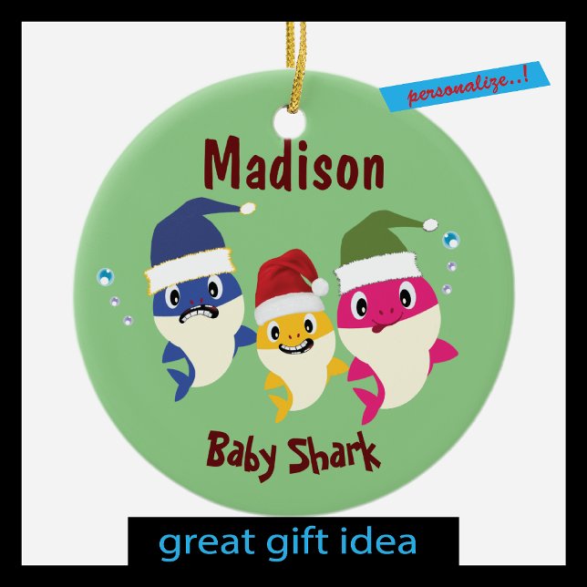 Baby Shark helgjul Fantastisk Julgransprydnad Keramik (Skapare uppladdad)