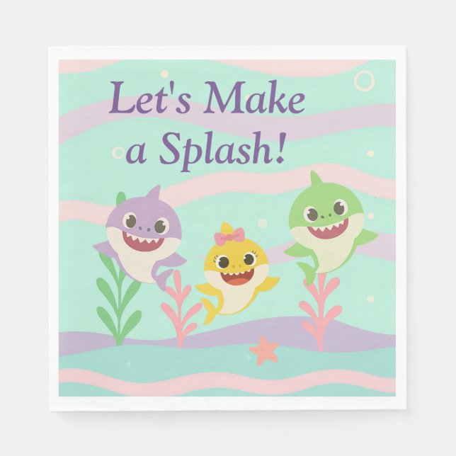 Baby Shark Party Napkins Pappersservett (Framsidan)