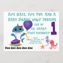Baby Shark Personlig Födelsedagsfest Inbjudningar