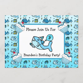 Baby Shark Posts födelsedag Inbjudningar