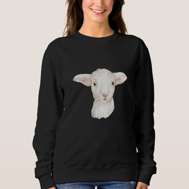 Baby Sheep Agriculture Motif Watercolour Lamb T Shirt (Framsida)