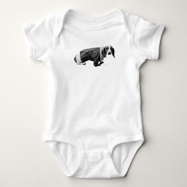 Baby "Shelby in a Jean Jacka" Dachshund T Shirt (Framsida)