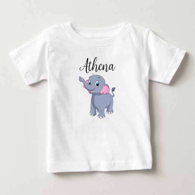 Baby Shirt med Anpassade Namn och Elephant T Shirt (Framsida)