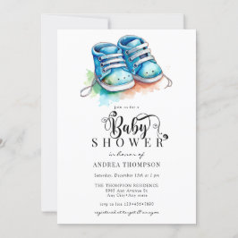Baby Shoes | Blue Boy Baby Shower Inbjudningar