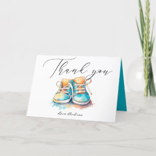 Baby Shoes Blue Boy Baby Shower Tack Kort
