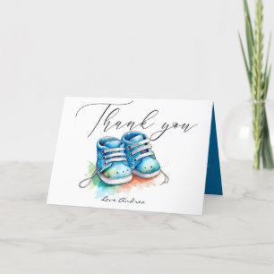Baby Shoes Blue Boy Baby Shower Tack Kort