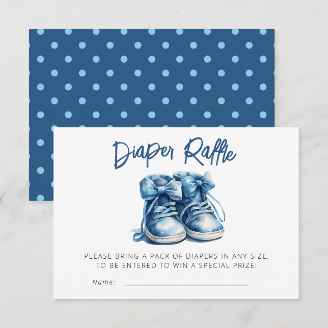 Baby Shoes | Blue Boy Shower Diaper Raffle Tilläggskort (Fram/baksida)