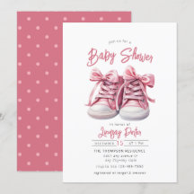 Baby Shoes | Inbjudan till Rosa Girl Baby Shower