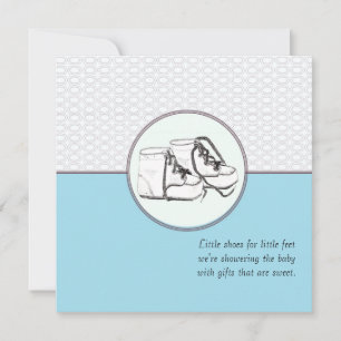 Baby Shoes Retro Baby Shower Blue Inbjudningar