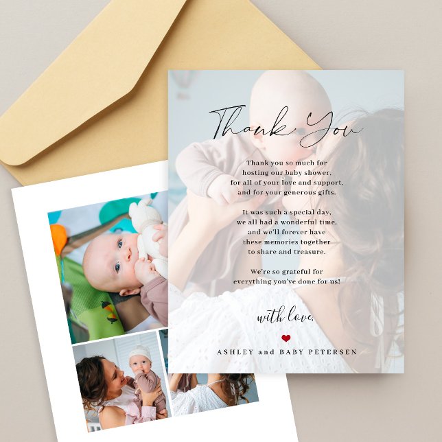 Baby shower 4 bilder enkel skript modern tack kort (Skapare uppladdad)
