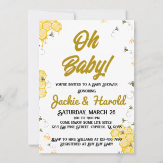 Baby Shower 5x7-inbjudan för honungsbin Inbjudningar