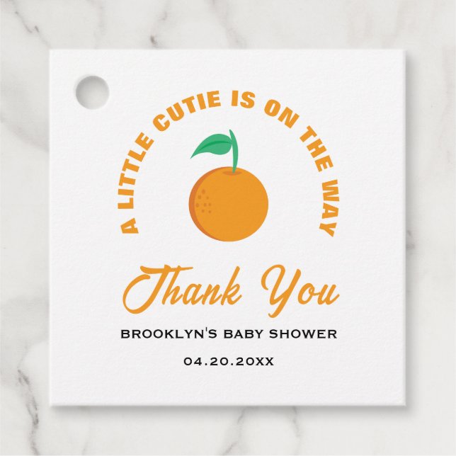 Baby Shower A Little Cutie Citrus Neutral Gåvor Etiketter (Framsida)
