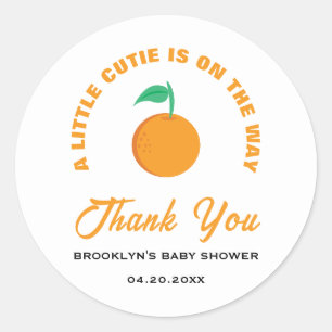 Baby Shower A Little Cutie Citrus Neutral Runt Klistermärke
