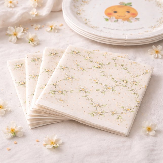 Baby Shower A Little Cutie Orange Blossom vine Pappersservett (Skapare uppladdad)
