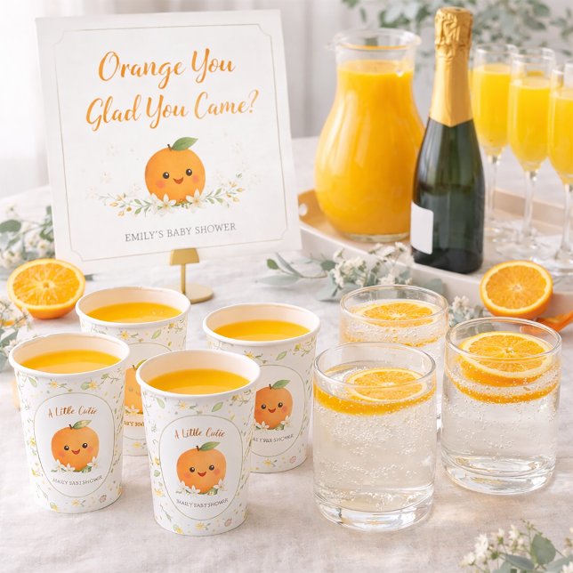 Baby Shower A Little Cutie Orange Fototryck (Skapare uppladdad)