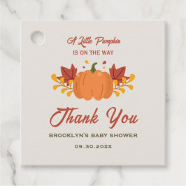 Baby Shower A Little Pumpkin Höst löv Fall Gåvor Etiketter
