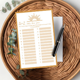 Baby Shower A-Z baby-artiklar, spel Sunshine Boho