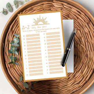 Baby Shower A-Z baby-artiklar, spel Sunshine Boho
