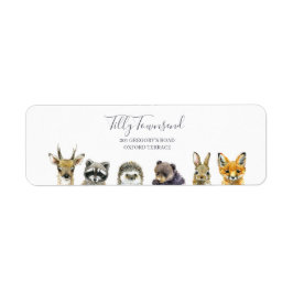 Baby Shower Adress, träddjur, babyskor Returadress Etikett