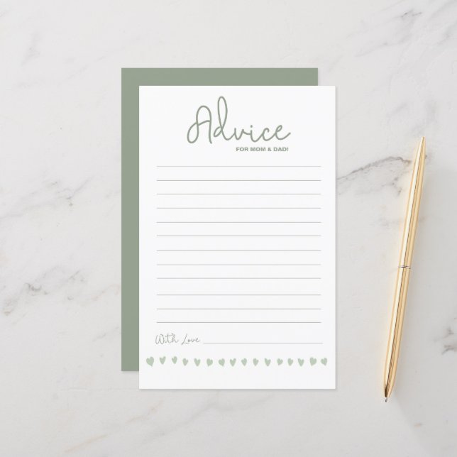 Baby Shower Advice for mom and dad Gender neutral  (Fram/Back In Situ)