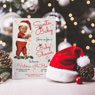 Baby Shower African American i jultomten Baby Inbjudningar