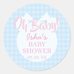 Baby Shower Åh baby Rund dekal Runt Klistermärke