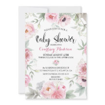 Baby Shower Akvarell Rosa Rosor Blommor
