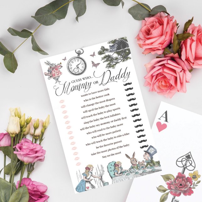 Baby Shower Alice i Wonderland Roligt Gissa vem so (Skapare uppladdad)