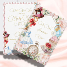 Baby Shower Alice in Wonderland Rosa Blommigt