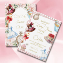 Baby Shower Alice in Wonderland Rosa Blommigt