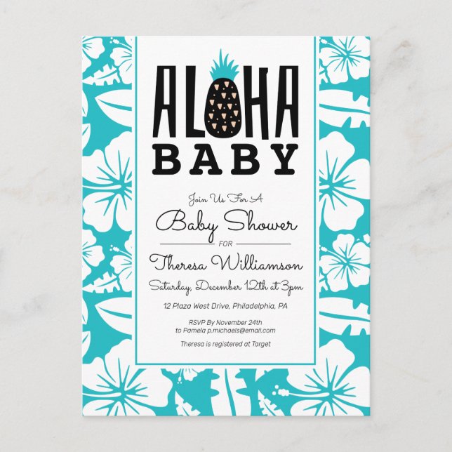 BABY SHOWER | Aloha Välkommen Bebis Postkort Vykort (Framsida)